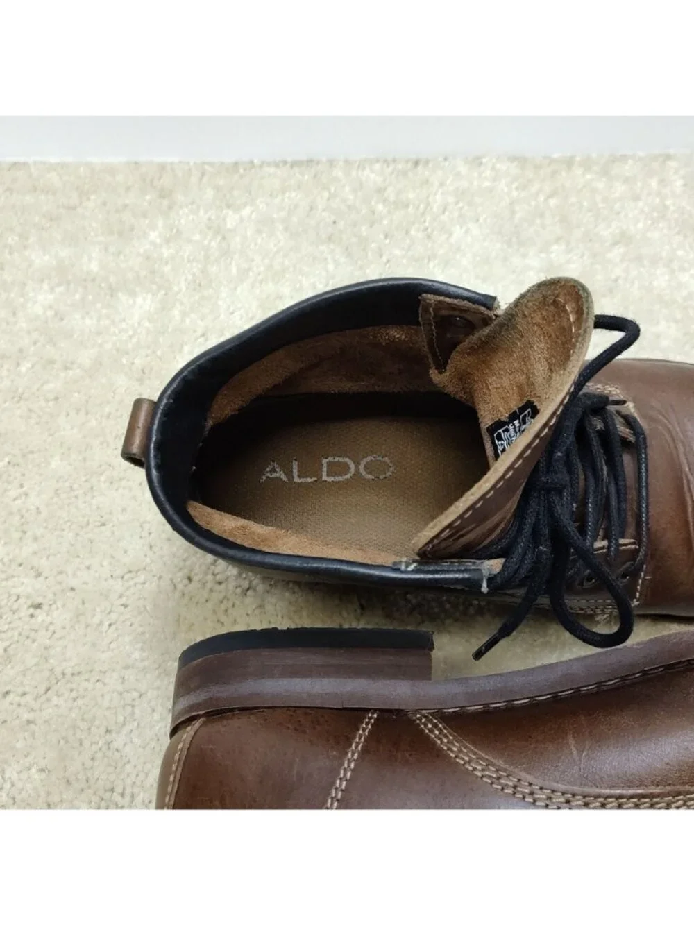 ALDO Ankle Chukka Boots Men US 8 EUR 41 Derby Style Lace Up Burnished Leather